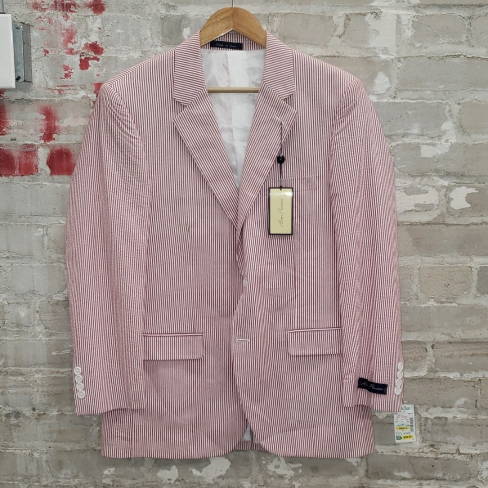 Mens Searsucker blazer size 38 reg red stripes